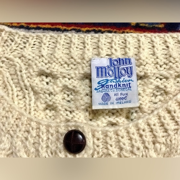 Vintage Men’s Large 100% Wool Handknit Donegal JOHN MOLLOY Irish Sweater - Picture 8 of 14